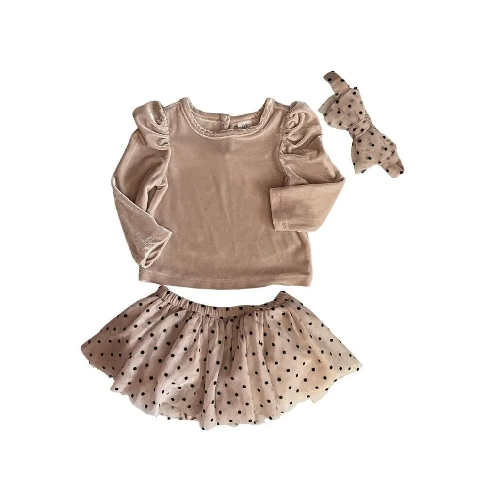 Gap Polka Dot Beige Tutu & Top Set Size 12 Months